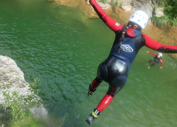 Canyoneering action in Sant Feliu