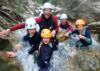 Canyoneering action in Sant Feliu